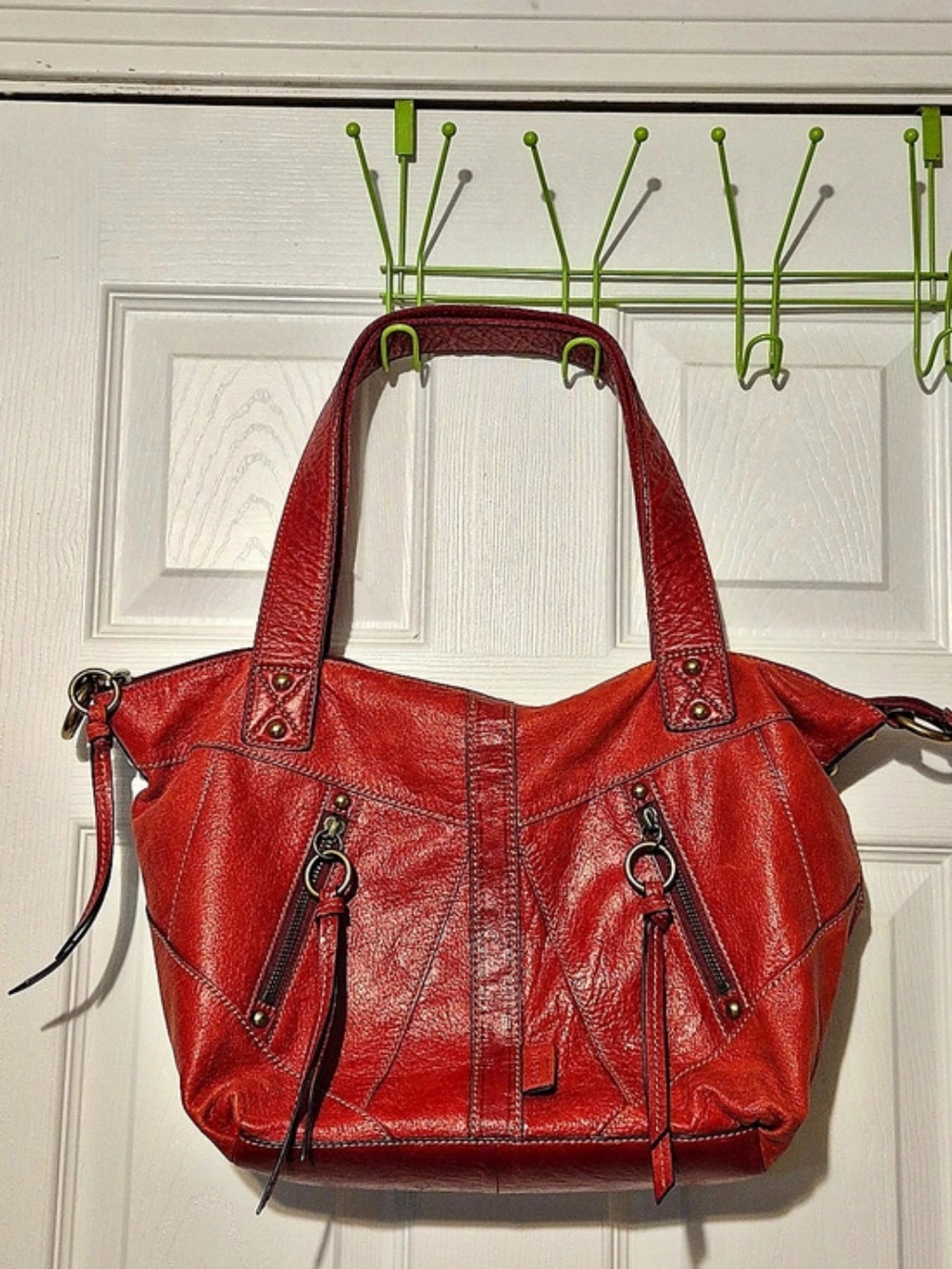 Fossil Pebbled Leather Tote in Red - Picture 1 of 16